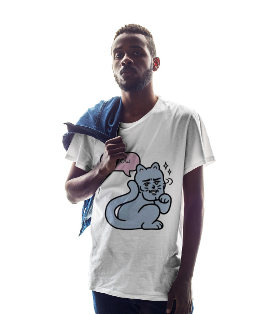 Meow Meme Cat With Human Face And Sparkles T-Shirt