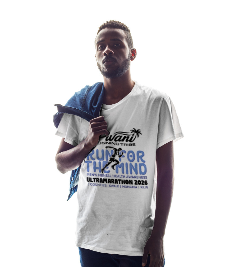 Pwani Running Tribe Run For The Mind Men's Mental Health Awareness Ultramarathon 2023 Five Countries Three Weeks Team T-Shirt