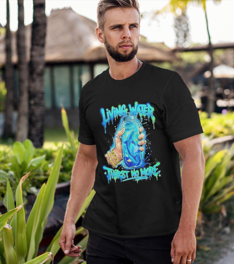 Living Water Thirst No More Shark Hand Holding Water Bottle T-Shirt
