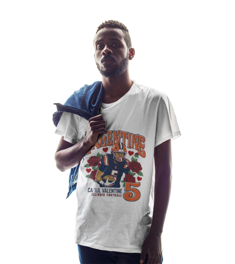 Be My Valentine Ca'Lil Valentine Illinois Football 5 Roses T-Shirt