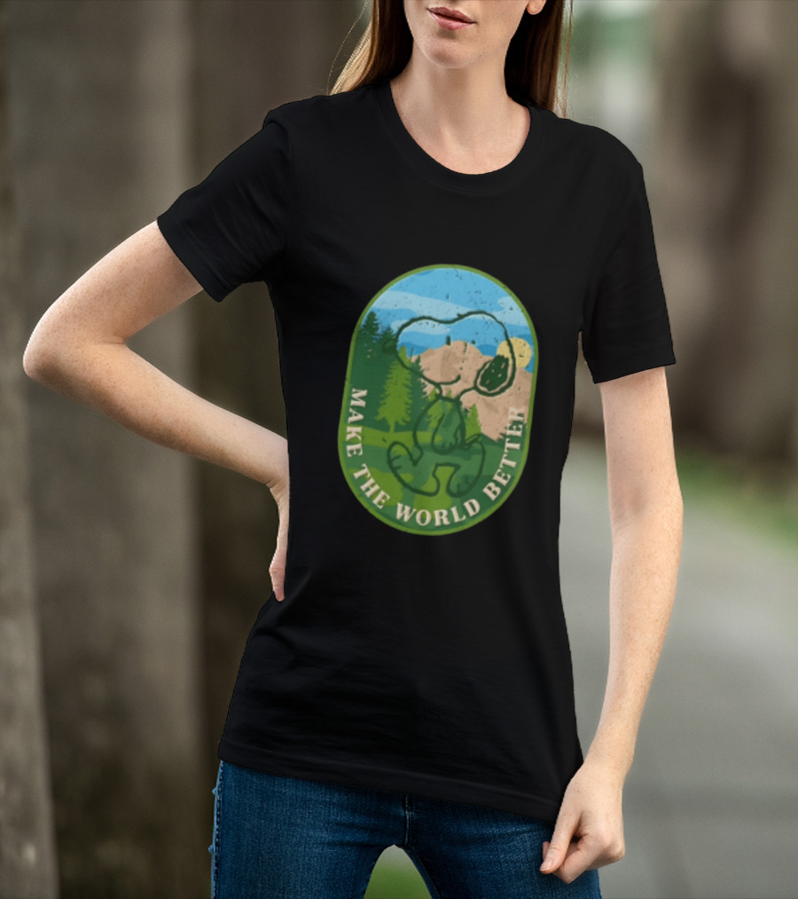 Snoopy Make The World Better Mountain Forest Retro Peanuts T-Shirt
