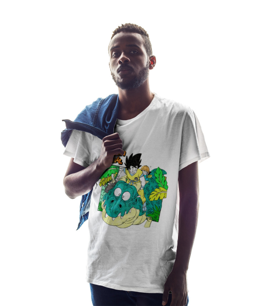 Goku Gohan Riding Dinosaur Dragon Ball Adventure Scene T-Shirt