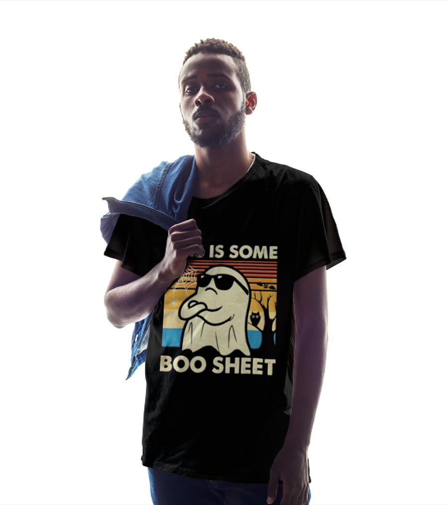 This Is Some Boo Sheet Sunset Ghost Sunglasses Tree T-Shirt