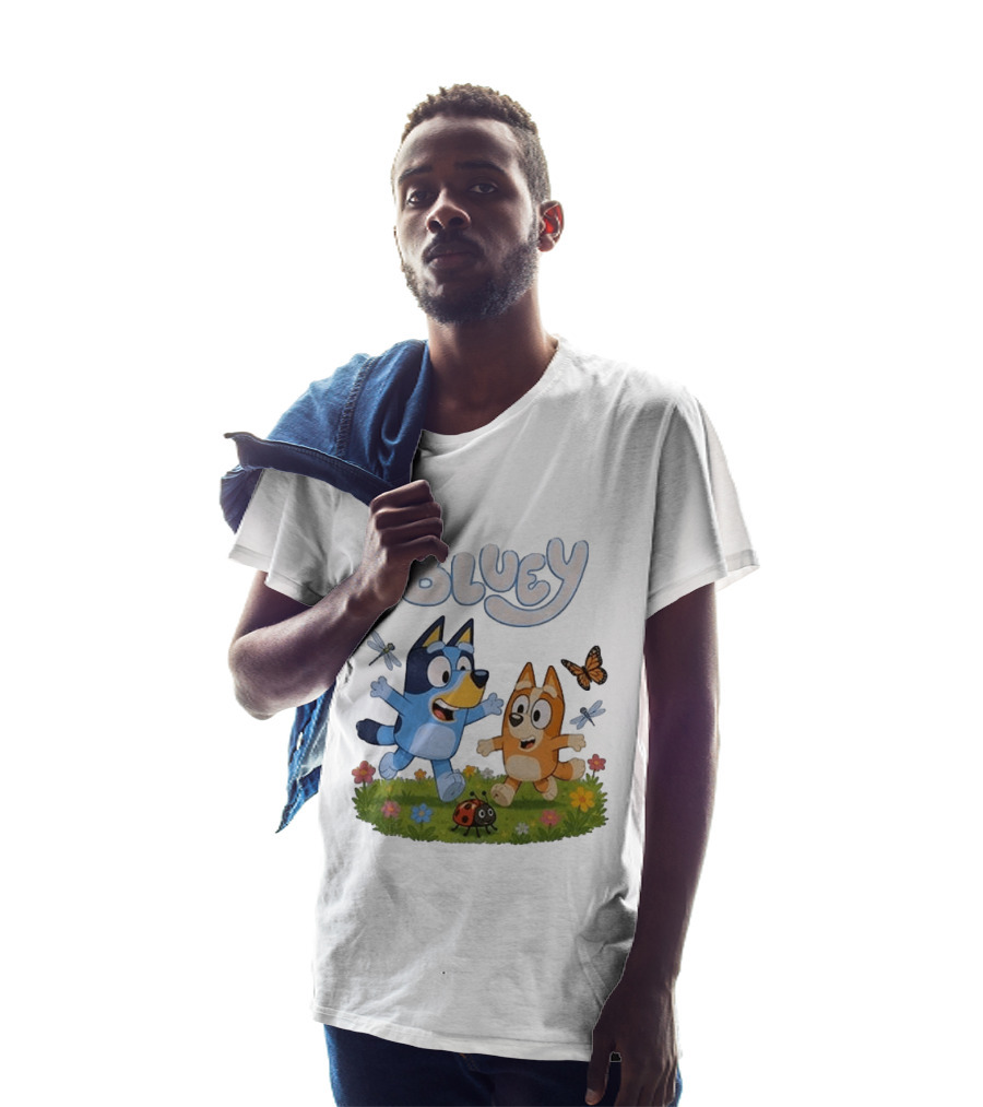 Bluey And Friends Playing With Bugs And Butterflies In The Meadow T-Shirt