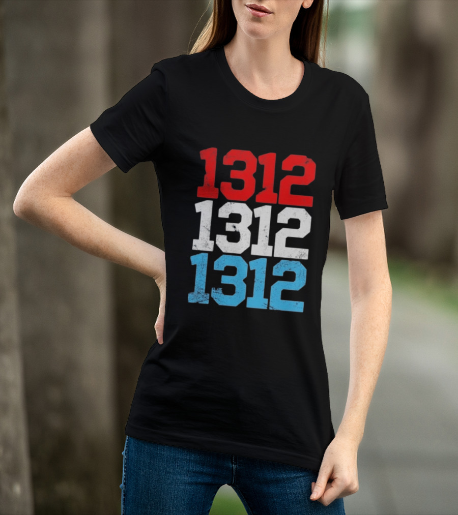 1312 ACAB Distressed Protest Red White Blue Stacked T-Shirt