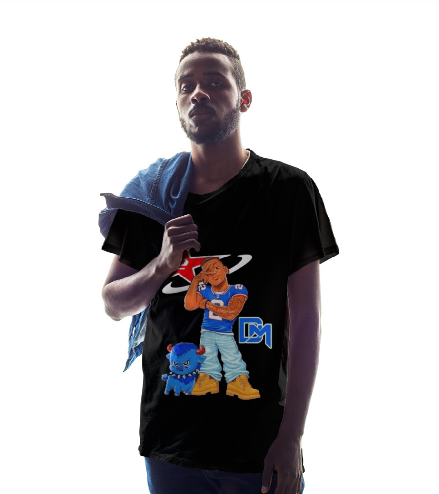 DJ Moore No 2 Buffalo Bills Cartoon Player With Buffalo And Red Star T-Shirt