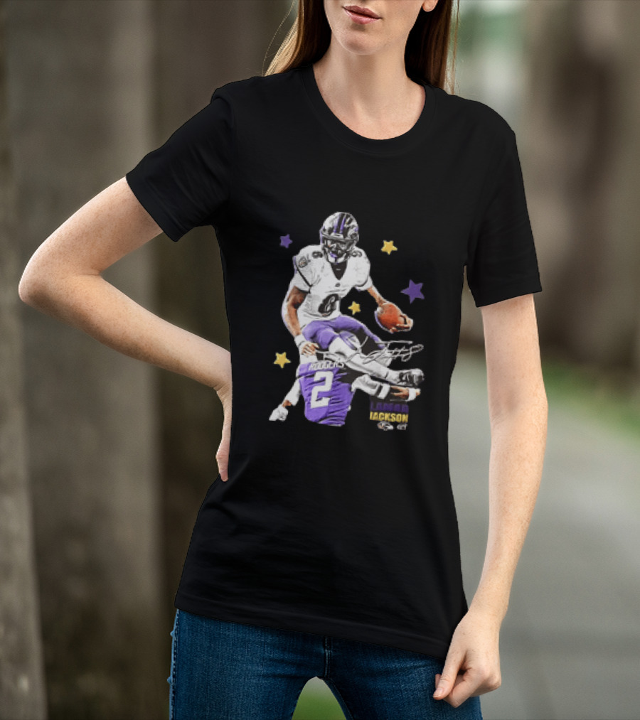 Lamar Jackson Baltimore Ravens Stars Rodgers 2 NFL T-Shirt