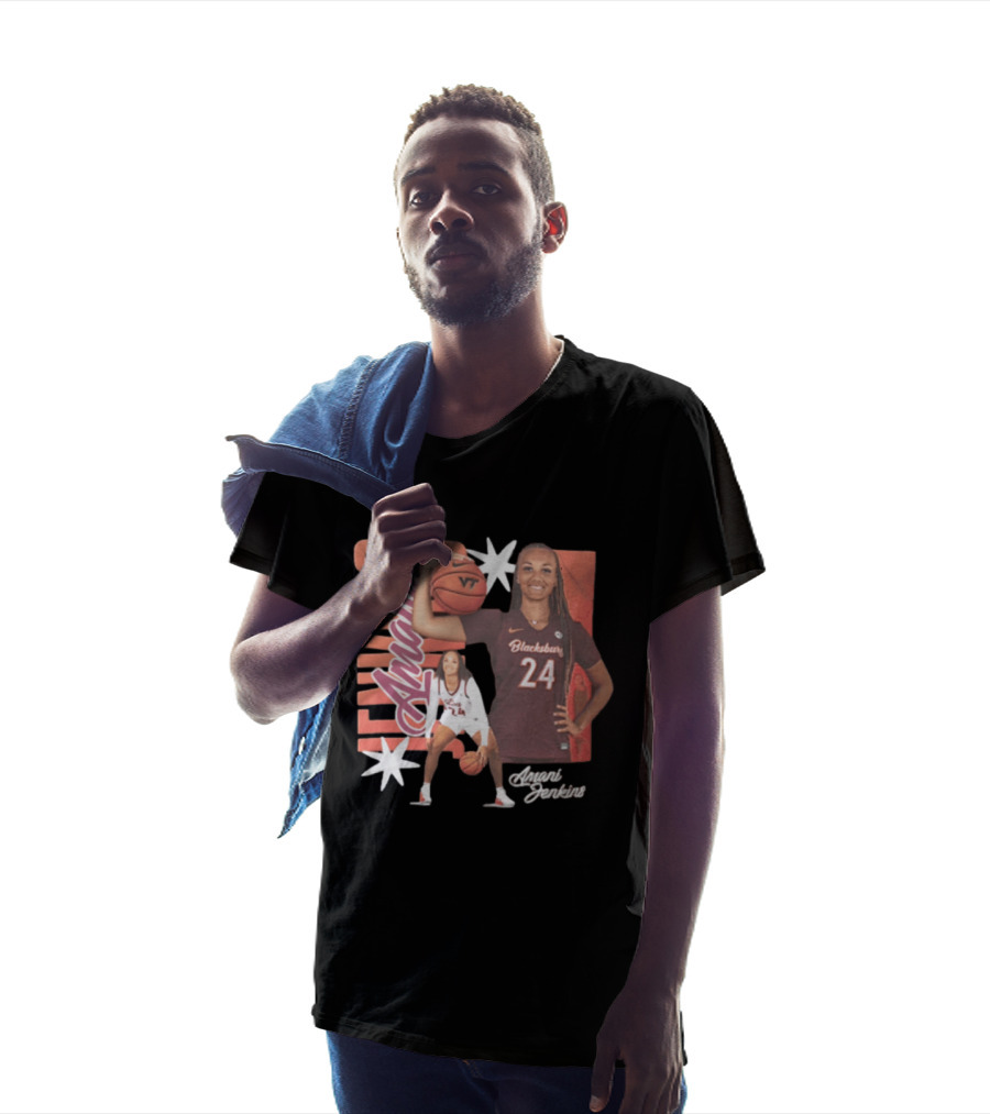 Amani Jenkins Blacksburg 24 VT Basketball Player Starburst T-Shirt