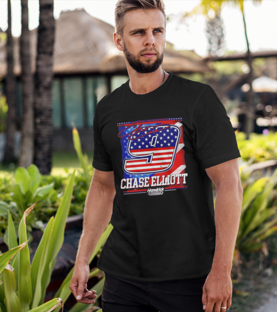Chase Elliott 9 Hendrick Motorsports American Flag Racing T-Shirt
