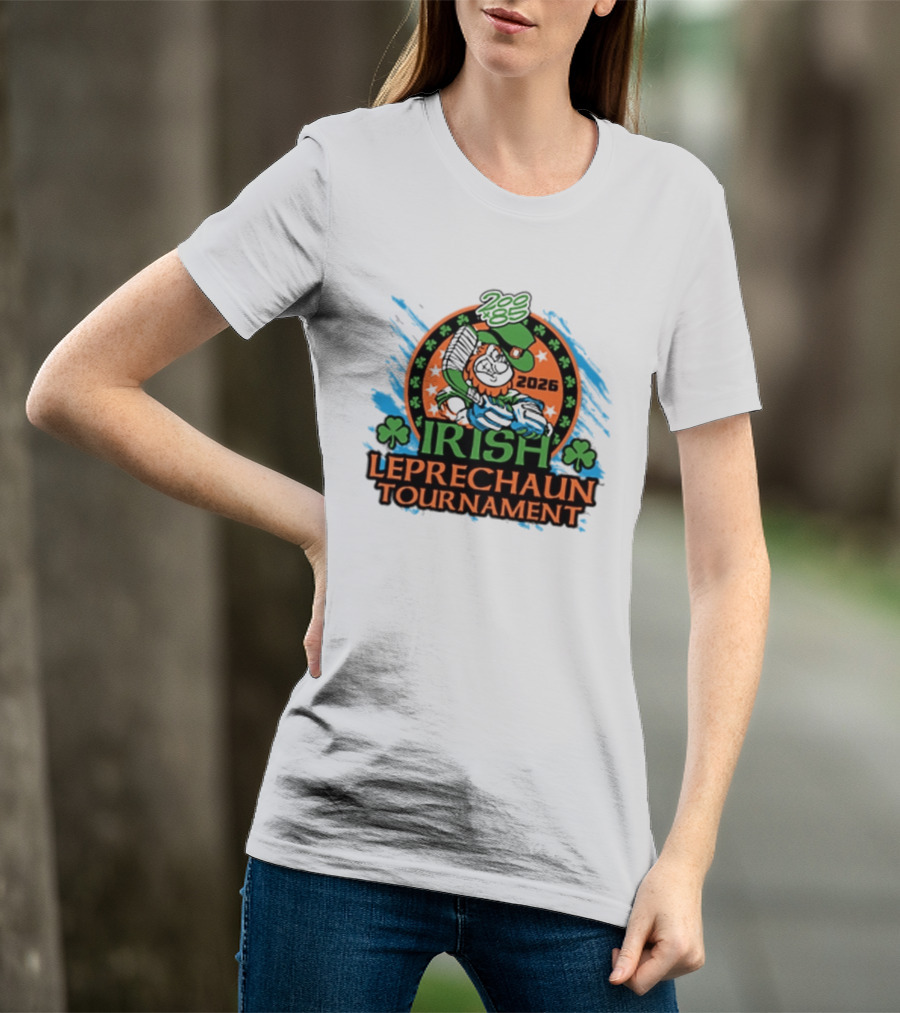 Irish Leprechaun Tournament 2026 Clover Emblem And Green Hat Celebration T-Shirt
