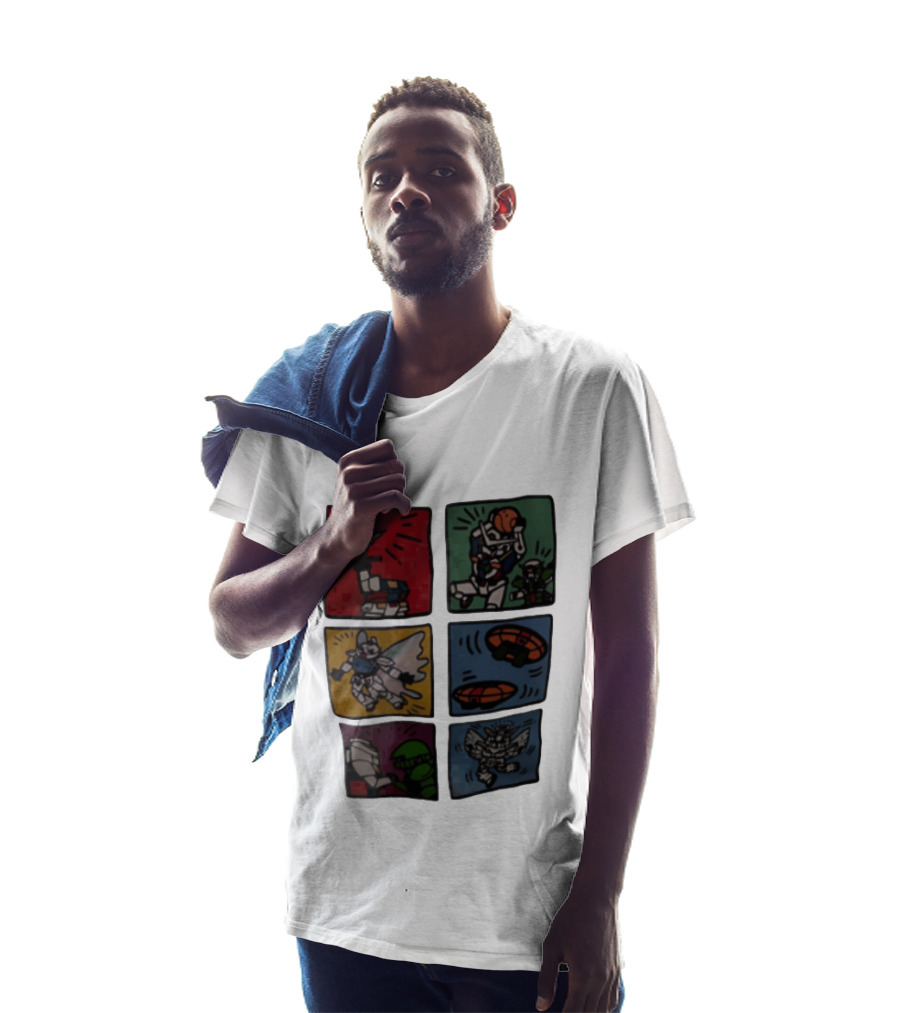 Keith Haring Japanese Mecha Robot Comic Panels Pop Cartoon T-Shirt