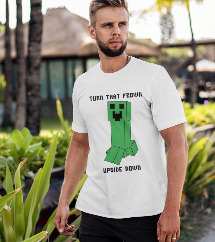 Creeper Turn That Frown Upside Down Gaming Block T-Shirt
