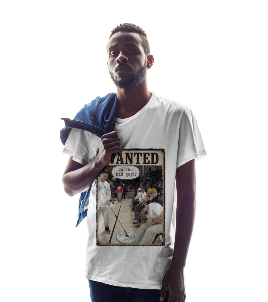 Wanted Im The Bad Guy!? Basketball Court Scene With Devil Horns T-Shirt