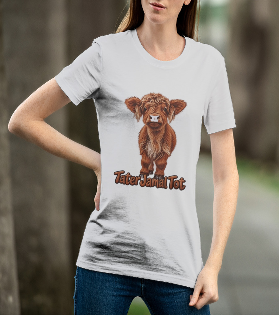TaterJamal Tot Highland Cow Farm Animal Cute Brown Calf T-Shirt