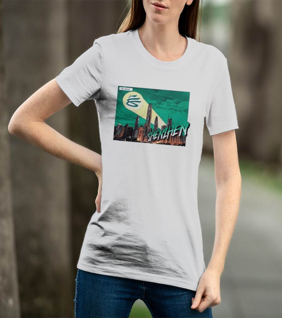 Shenzhen City Skyline With Illuminated Beacon And Clouds T-Shirt