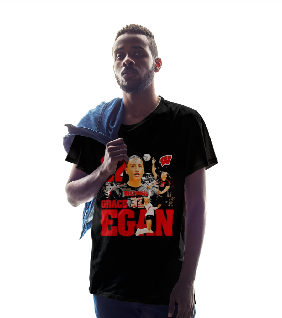 Grace Egan Wisconsin Volleyball 32 NCAA Team Player Action T-Shirt