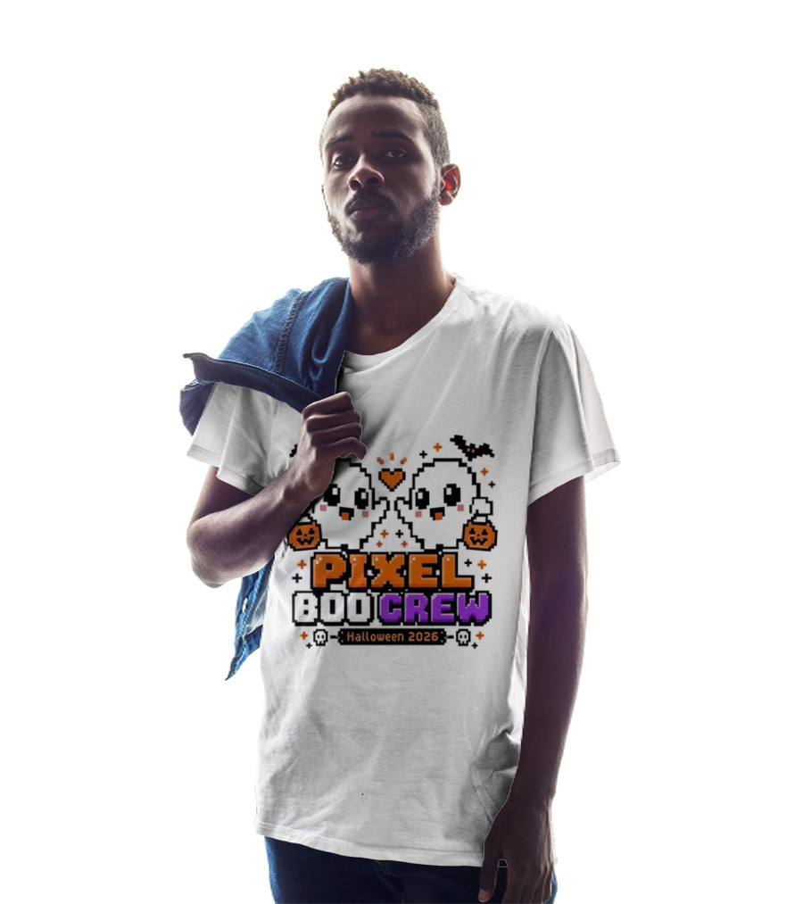 Pixel Boo Crew Halloween 2026 Ghosts Cute Pixelated Spooky Fun T-Shirt