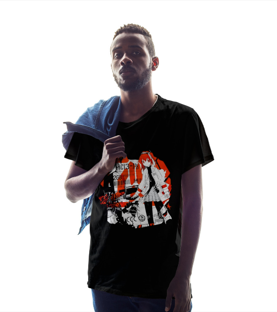 Anime Girl Broadcast Ret Cyberpunk Aesthetic Red Neon T-Shirt
