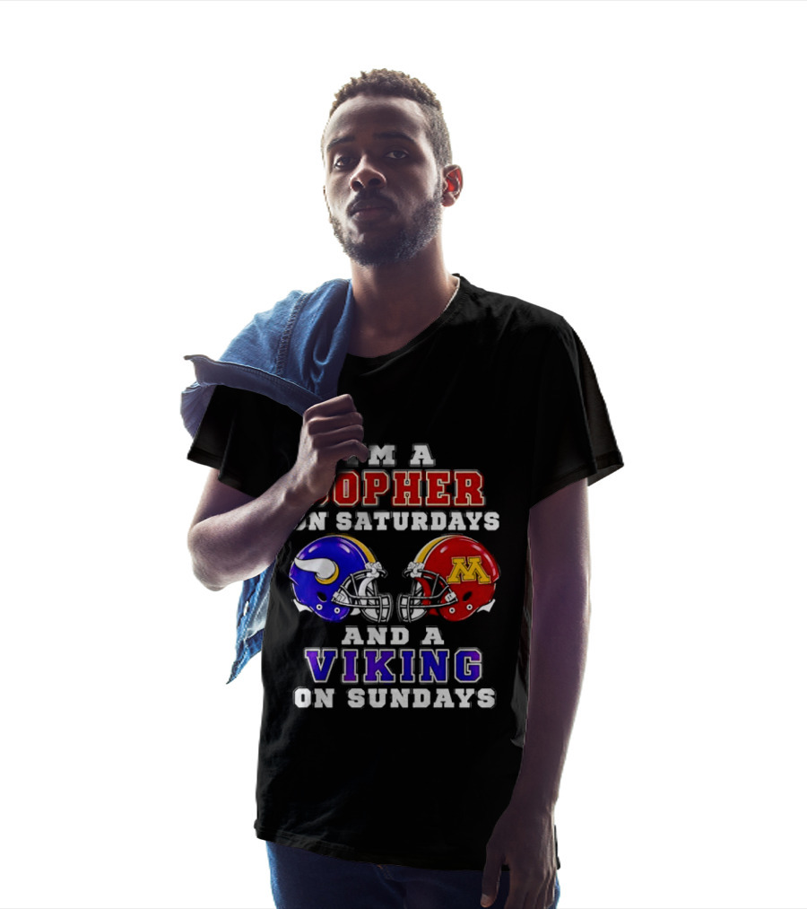 I'm A Gopher On Saturdays And A Viking On Sundays Minnesota Helmet T-Shirt