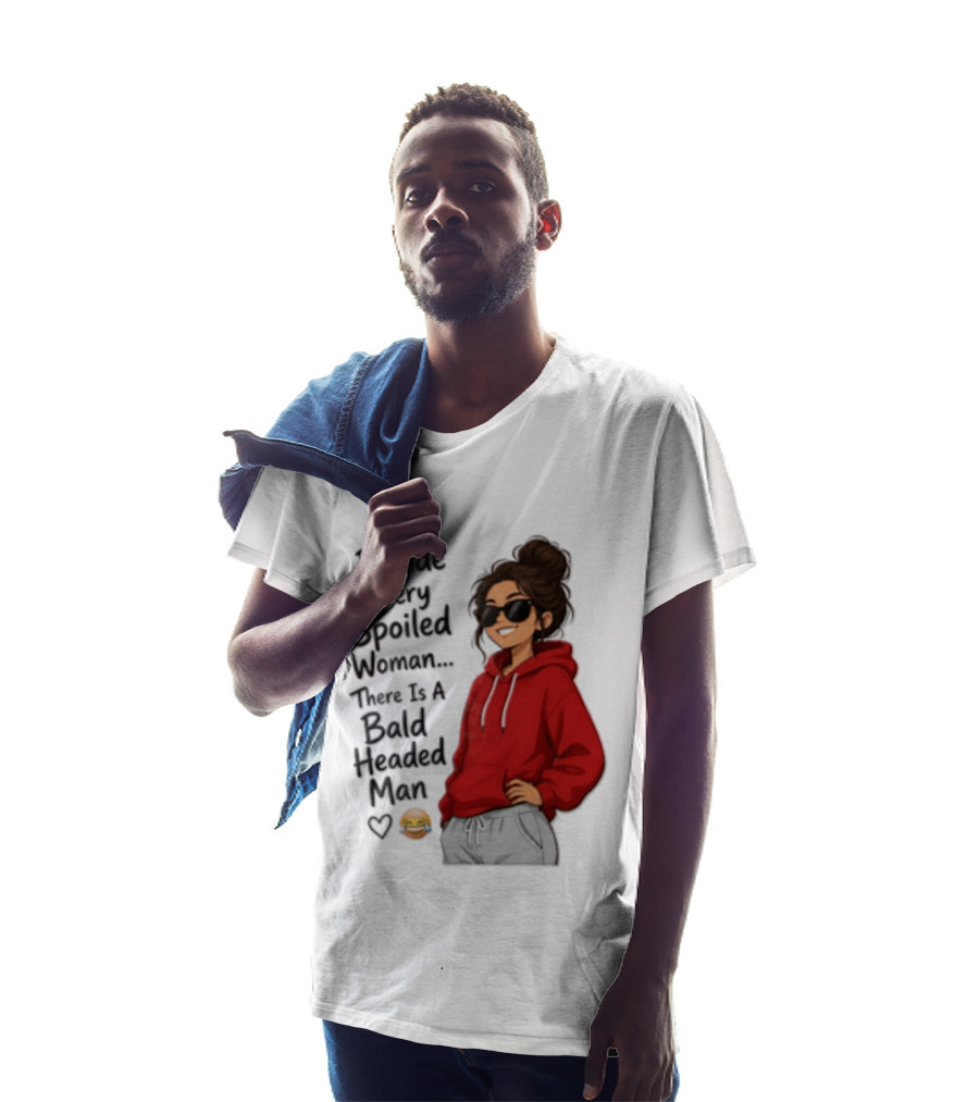 Beside Every Spoiled Woman There Is A Bald Headed Man Red Black Sunglasses Emoji T-Shirt