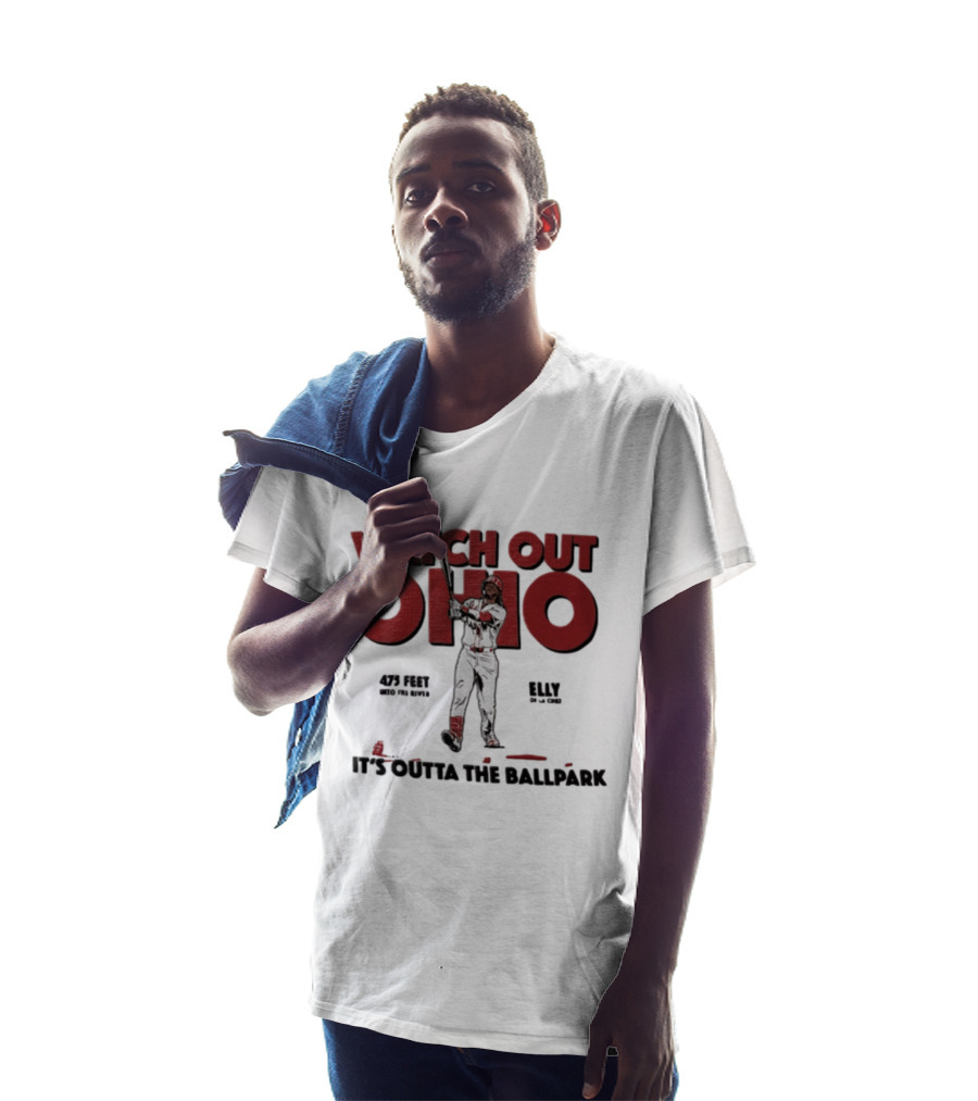 Cincinnati Reds Elly De La Cruz Out Ohio It's Outta The Ballpark 44 MLB 425 Feet T-Shirt
