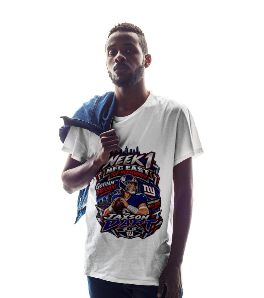 Week 1 NFC East Top Performer Jaxson Dart Gotham Statement Sunday Night New York T-Shirt