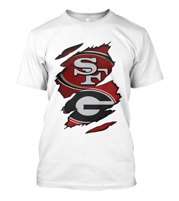 San Francisco 49ers Georgia Bulldogs Torn Fabric T-Shirt