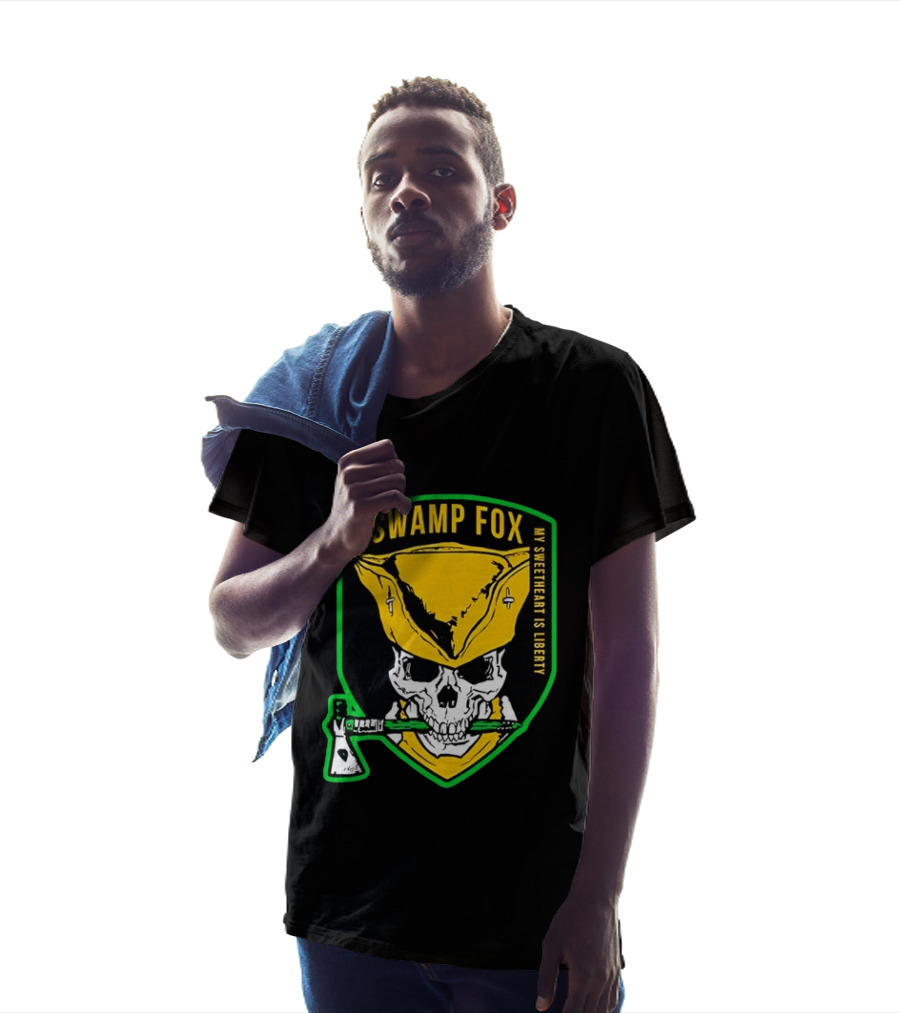 Swamp Fox My Sweetheart Is Liberty Skull Badass Patch T-Shirt