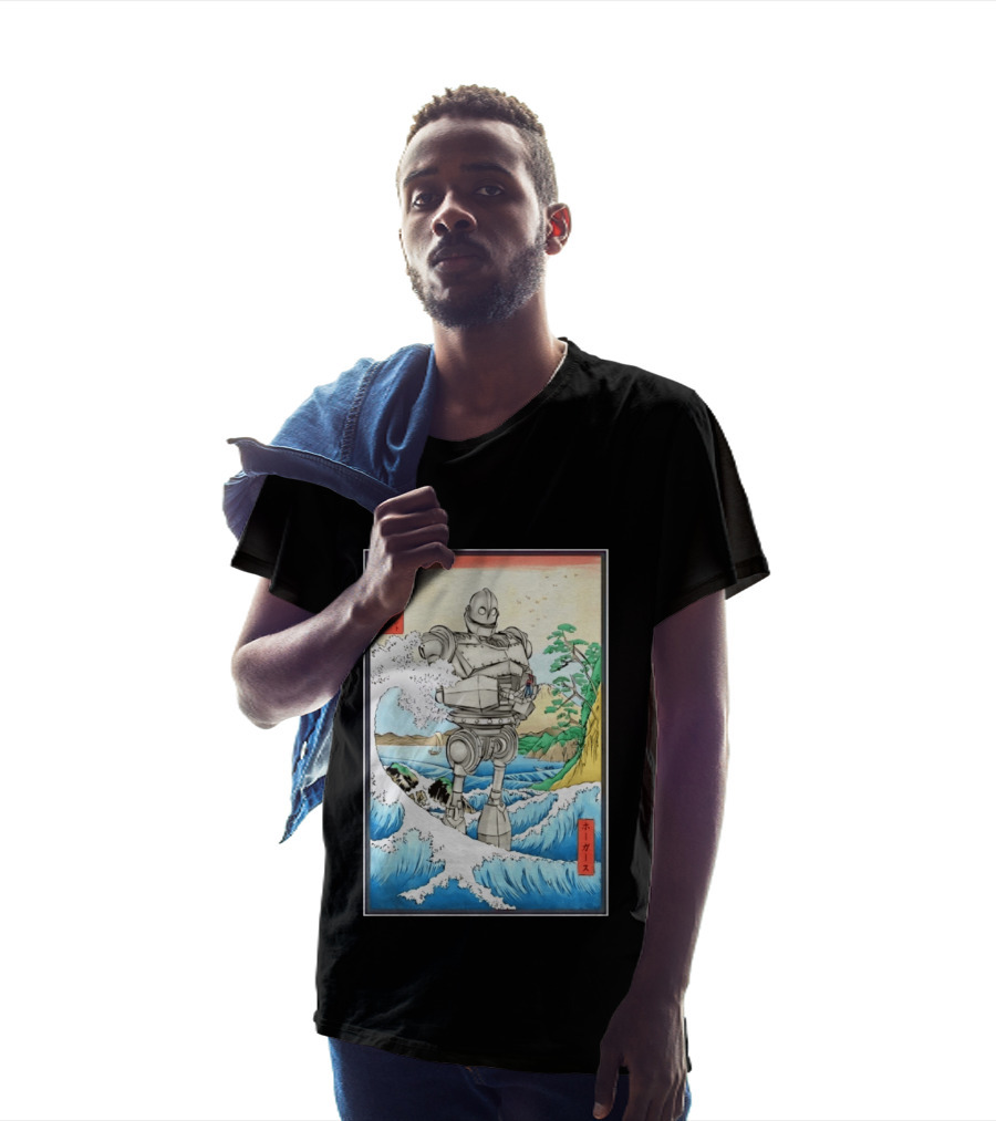 The Iron Giant And Hogarth Ukiyo E Japanese Wave T-Shirt