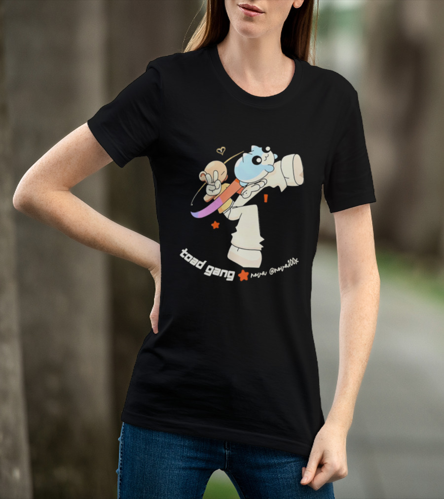 Toad Gang By Nova Nova100x Cartoon Character Peace Sign Colorful T-Shirt
