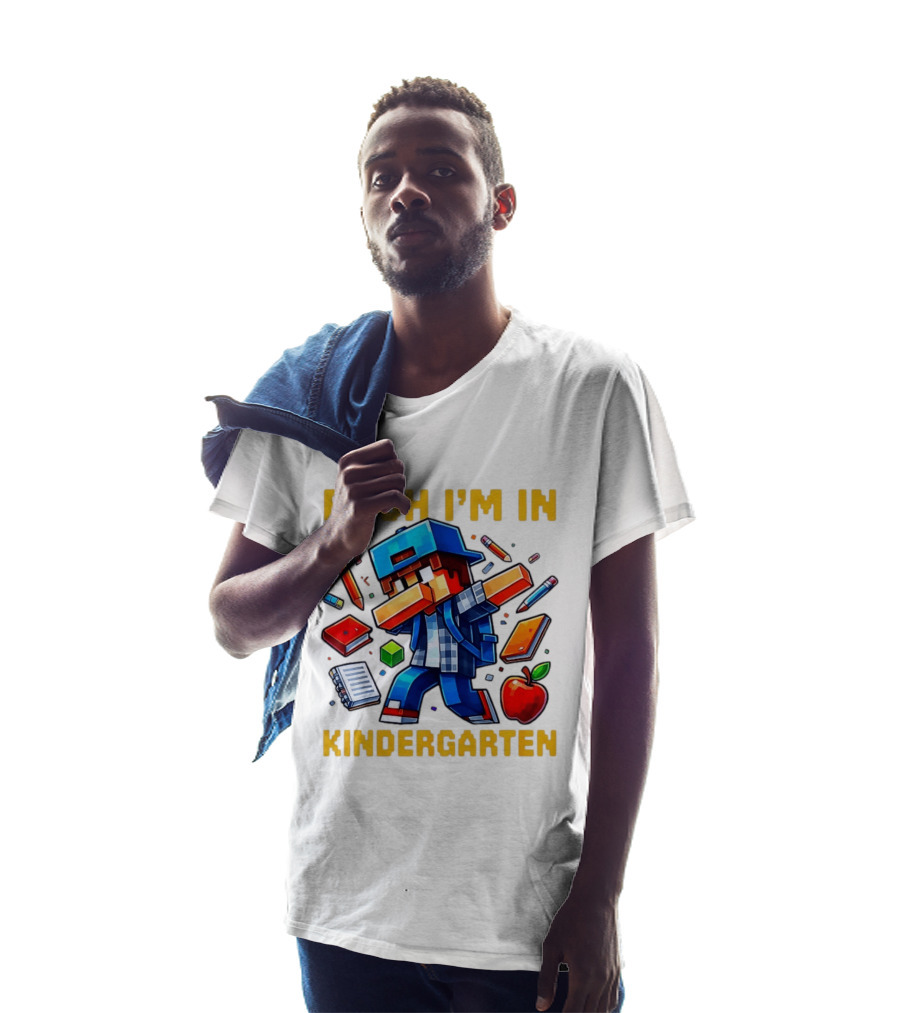 Bruh I'm In Kindergarten Pixel Gamer With School Supplies And Apple T-Shirt