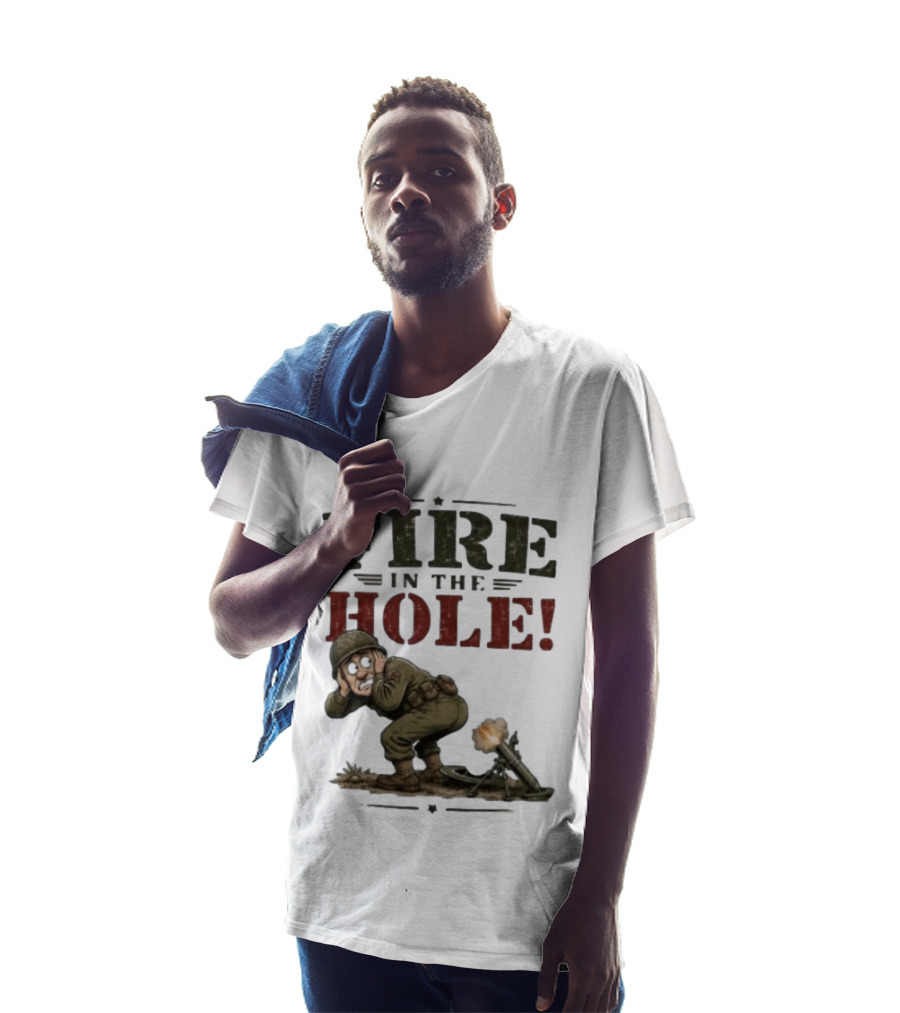 Fire In The Hole Soldier Mortar Cartoon Combat Humor T-Shirt