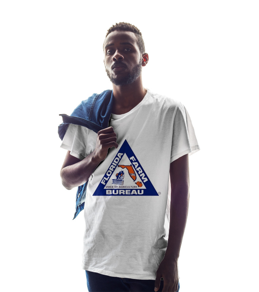 Florida Farm Bureau Voice Of Agriculture Triangle Logo With Map And Tractor T-Shirt