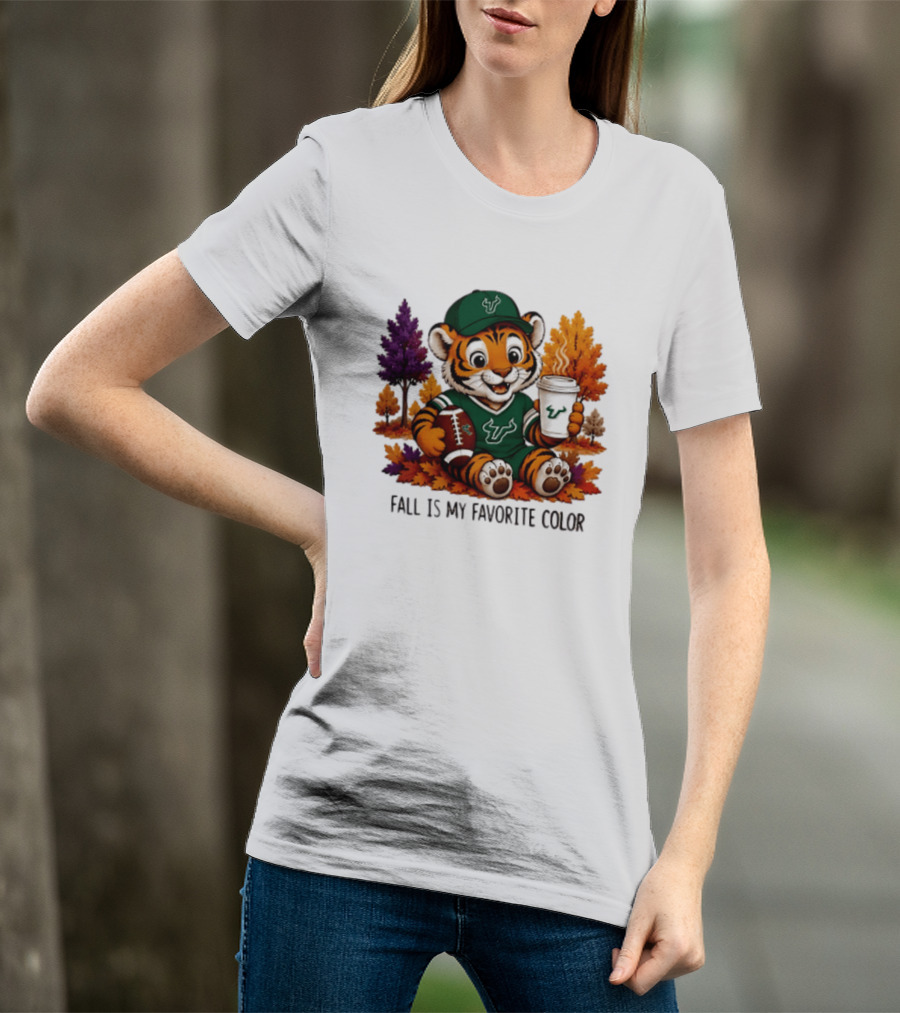 South Florida Bulls Fall Is My Favorite Color Football Tiger Cozy Autumn Vibes T-Shirt