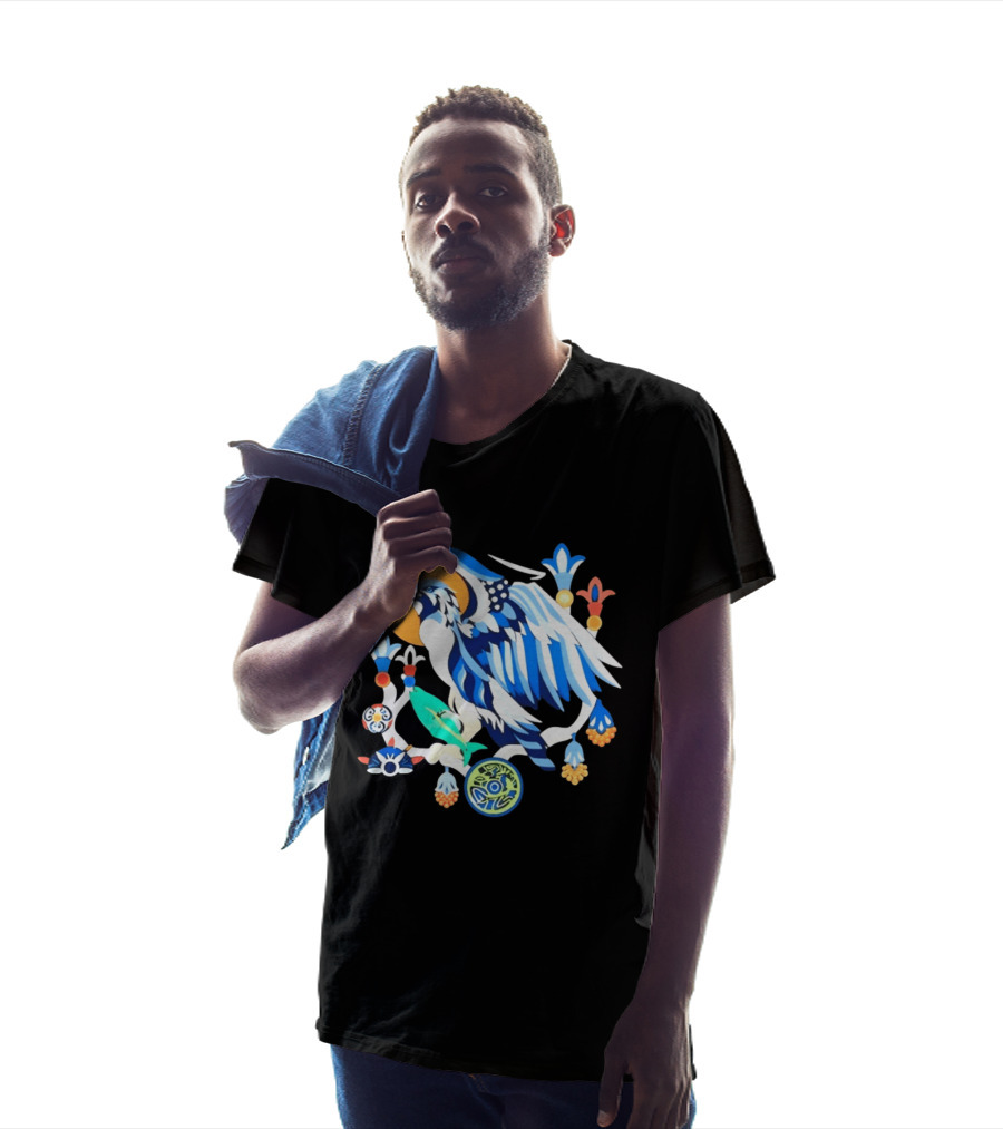 Egyptian Blue Falcon Bird Of Prey With Fish And Ancient Symbolism T-Shirt