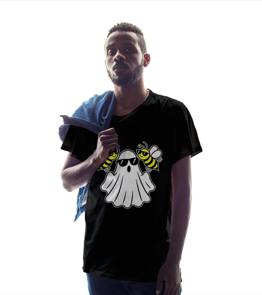Ghost With Sunglasses And Bees Spooky Halloween Fun T-Shirt