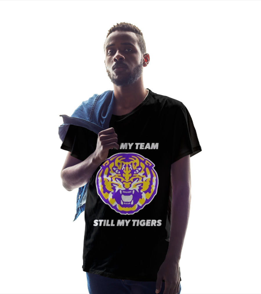 LSU Tigers Still My Team Still My Tigers Fierce Purple Gold Tiger Head T-Shirt
