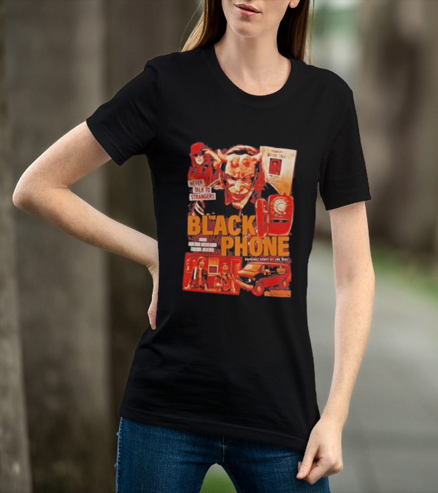 Never Talk To Strangers The Black Phone Original Story By Joe Hill Missing Child Red Phone Horror T-Shirt