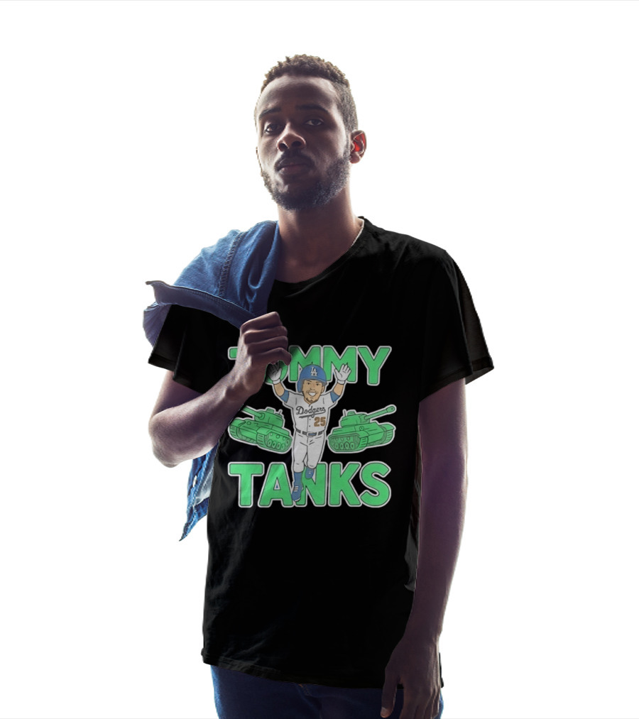 Tommy Tanks Los Angeles Dodgers 25 MLB Baseball Player In Uniform With Green Tanks T-Shirt