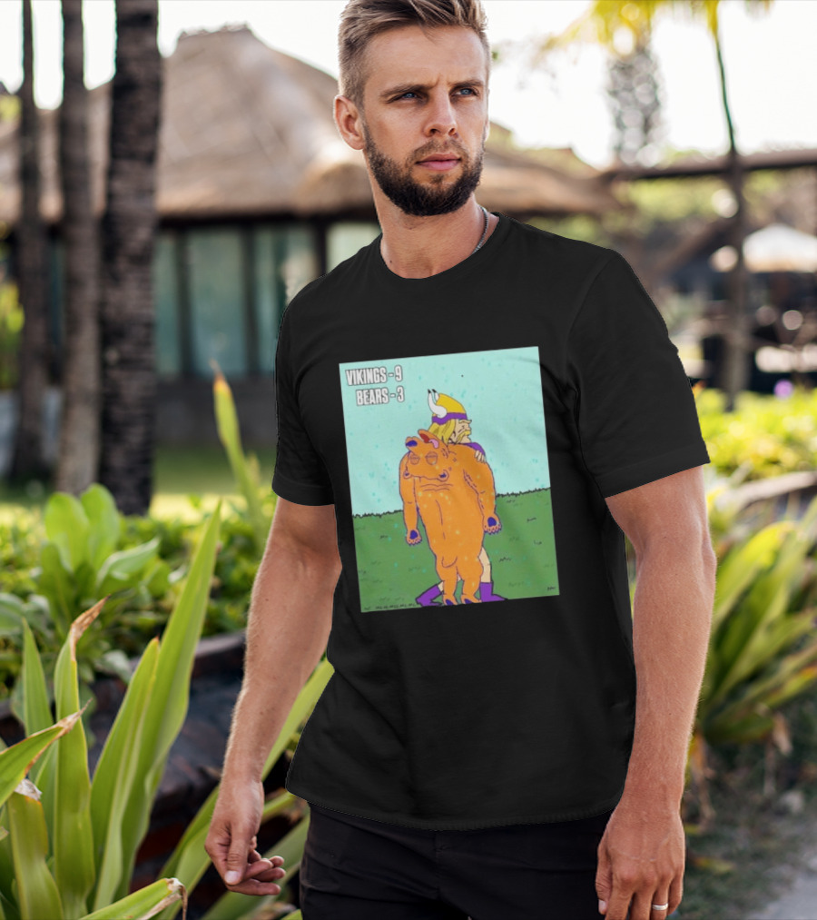 Vikings 9 Bears 3 Cartoon Sports Rivalry Image T-Shirt