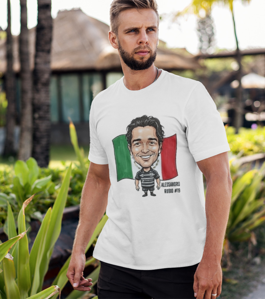 Alessandro Rubio No 19 Caricature Mexico Flag Football Jersey T-Shirt