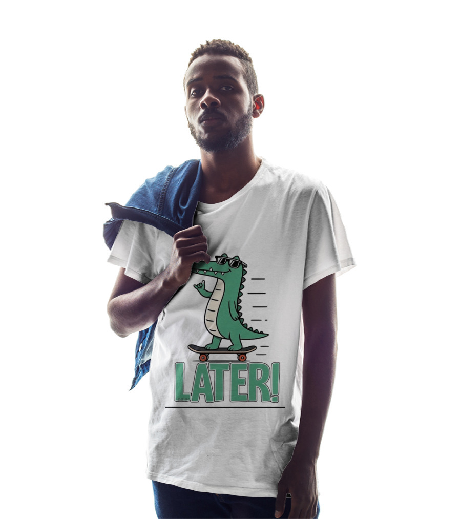 Alligator Skating Later Skateboarding Sunglasses Cool Fun T-Shirt
