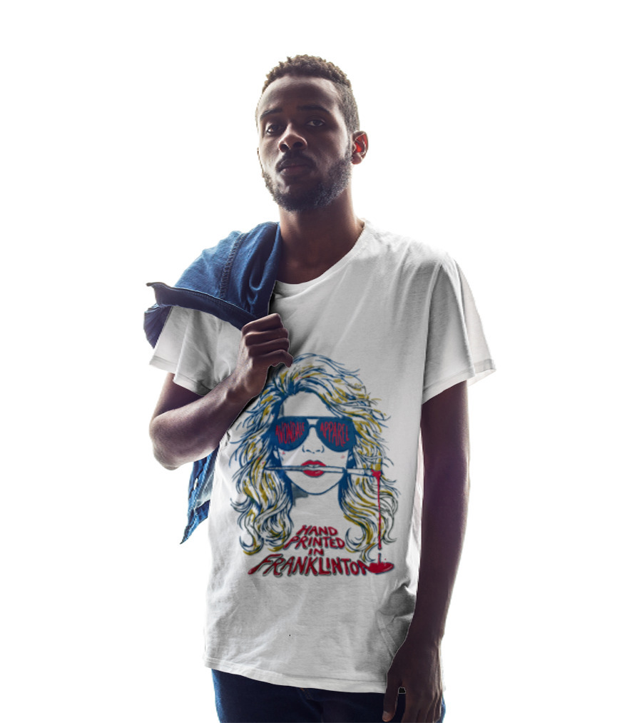 Avondale Apparel Hand Printed In Franklinton Woman Sunglasses Paintbrush T-Shirt