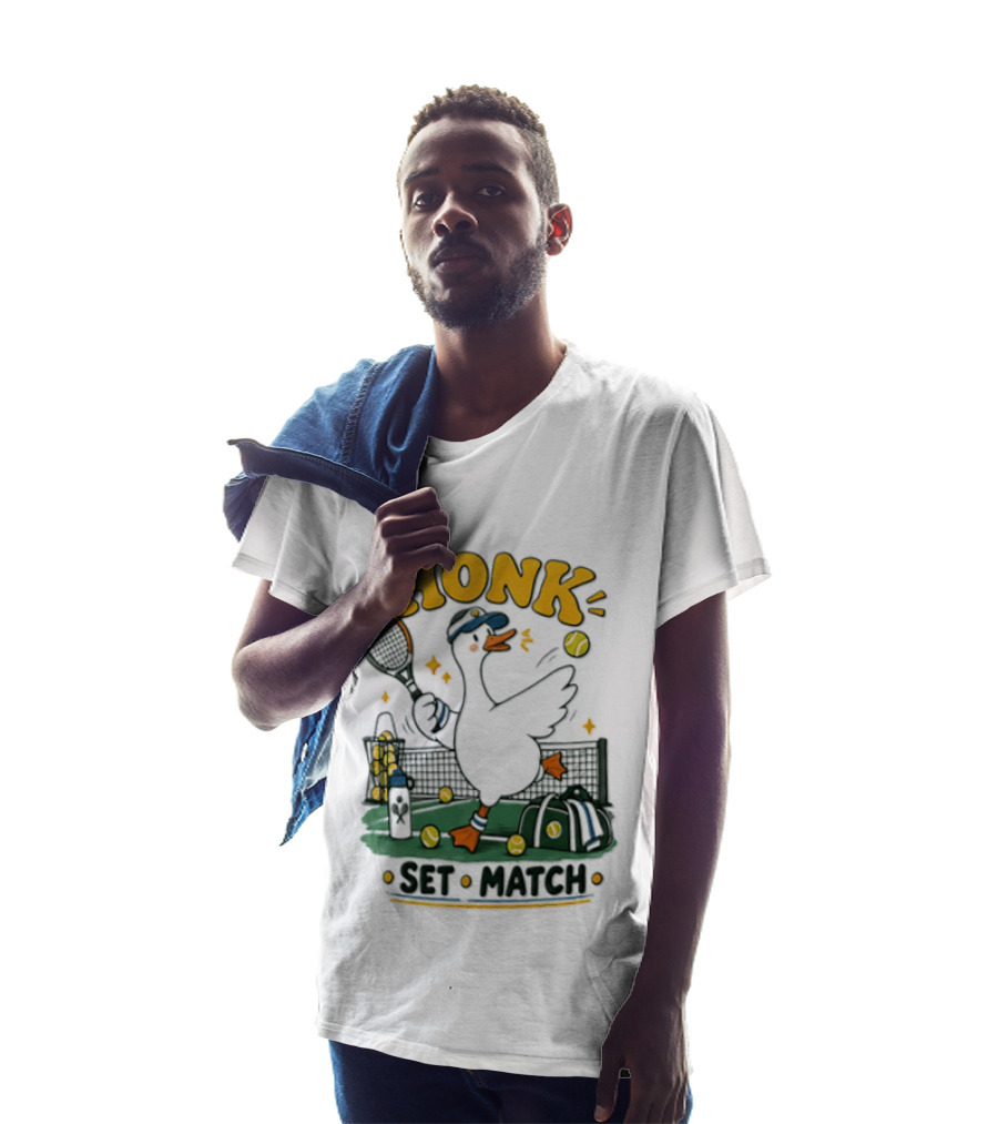 Honk Set Match Duck Playing Tennis Cartoon T-Shirt