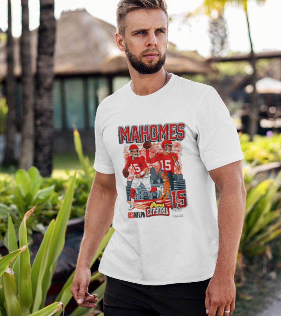 Mahomes Kansas City Chiefs Quarterback Euphoria 15 Skyline NFL Players T-Shirt