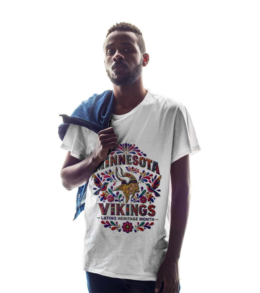 Minnesota Vikings Latino Heritage Month Viking Floral Hummingbird T-Shirt