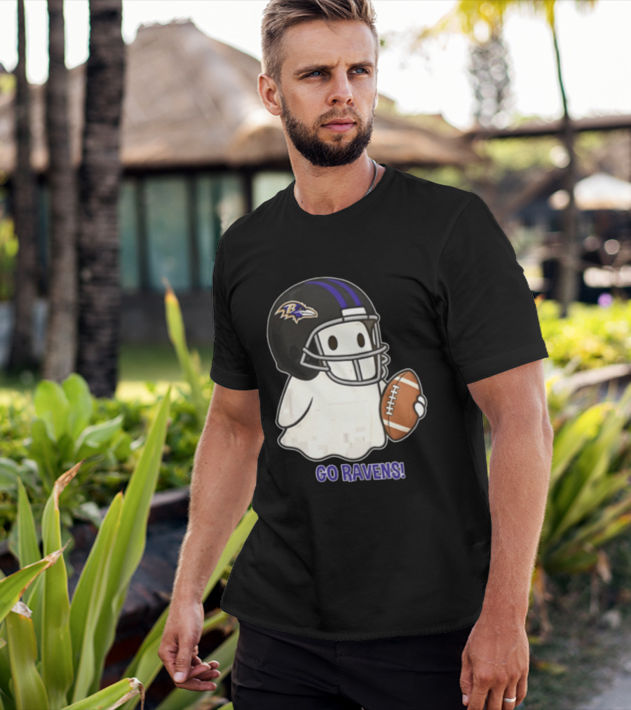 Baltimore Ravens Ghost In Football Helmet Go Ravens Football T-Shirt