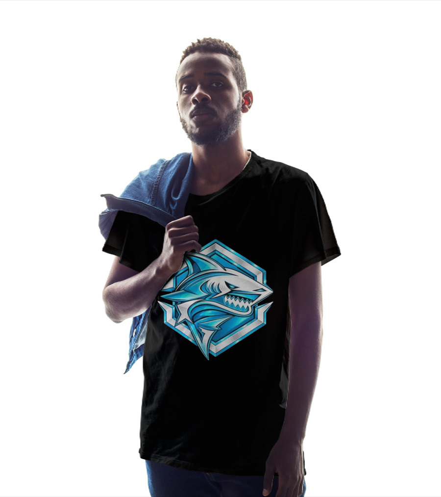 Blue Shark Hexagon Esports Gaming Shark T-Shirt