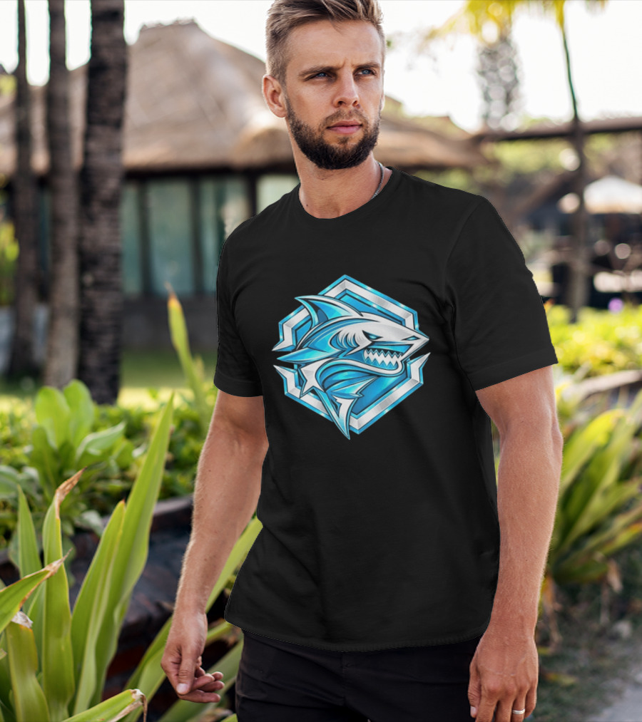 Blue Shark Hexagon Esports Gaming Shark T-Shirt