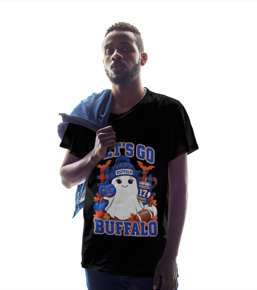 Let's Go Buffalo Ghost With Beanie Pumpkin And Football T-Shirt